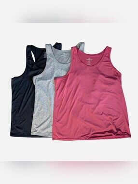 3-Pack 2XL Women's Realessentials Tank Tops - Dark Blue, Gray, Berry